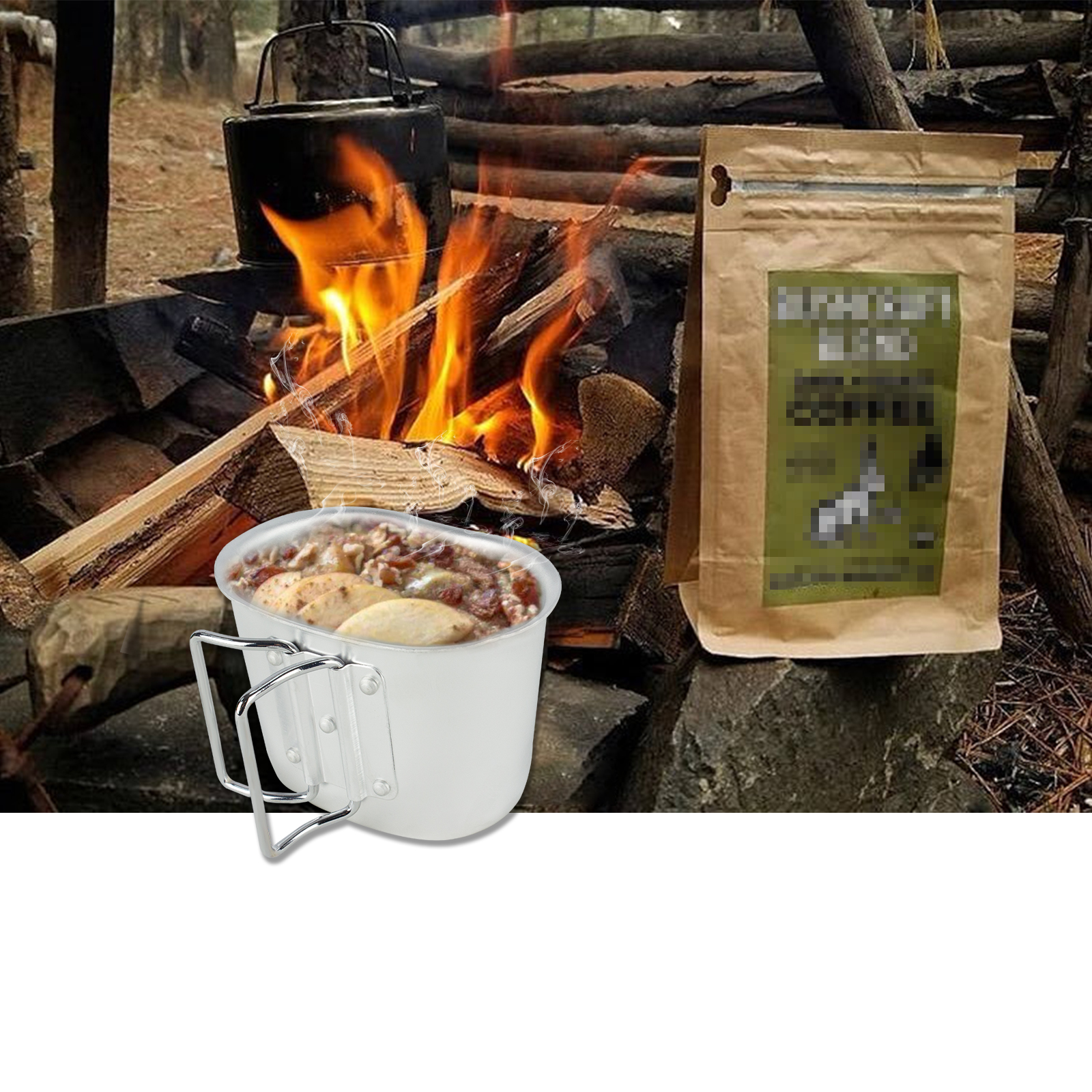BeGrit 1 Quart Outdoor Kettle Canteen Kit with Aluminum Cup and Cover for Hiking 