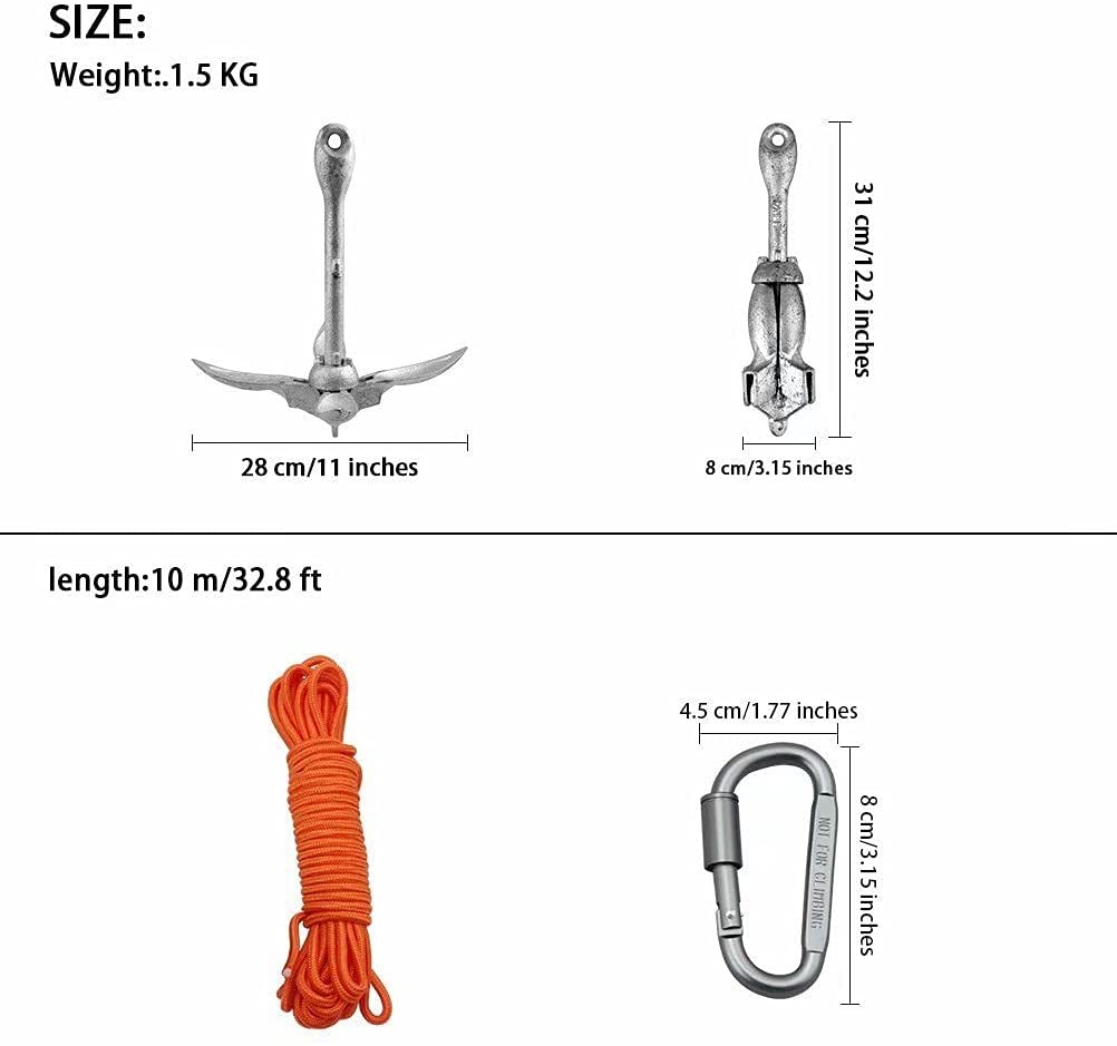 BeGrit 3.5 lb Folding Anchor, Grapnel Anchor Kit for Kayaks, Canoes, Paddle  Boards (SUP)